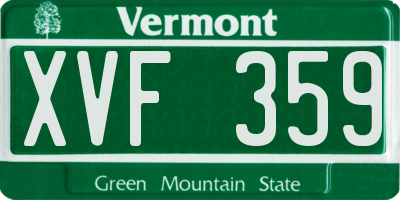 VT license plate XVF359