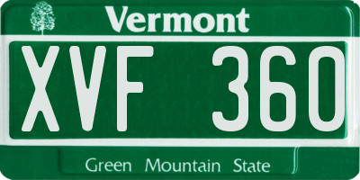 VT license plate XVF360