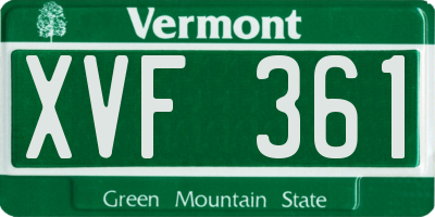 VT license plate XVF361