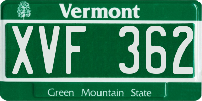 VT license plate XVF362