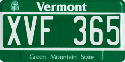 VT license plate XVF365