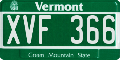VT license plate XVF366