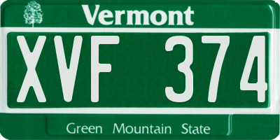 VT license plate XVF374