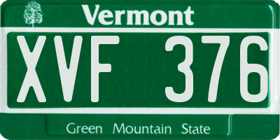 VT license plate XVF376