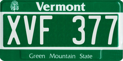 VT license plate XVF377
