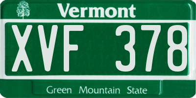 VT license plate XVF378