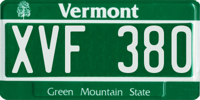 VT license plate XVF380