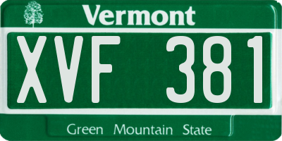 VT license plate XVF381
