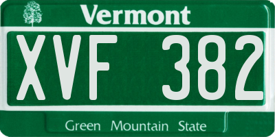 VT license plate XVF382
