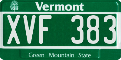 VT license plate XVF383
