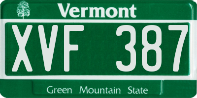 VT license plate XVF387