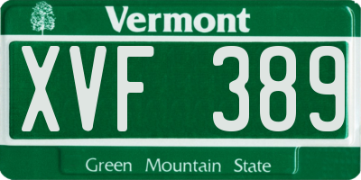 VT license plate XVF389