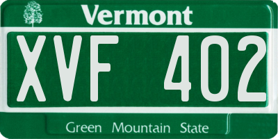 VT license plate XVF402