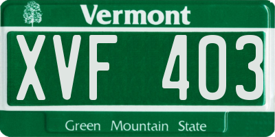 VT license plate XVF403