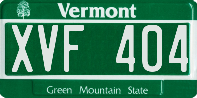 VT license plate XVF404
