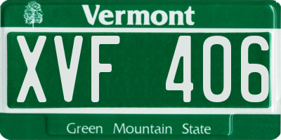VT license plate XVF406