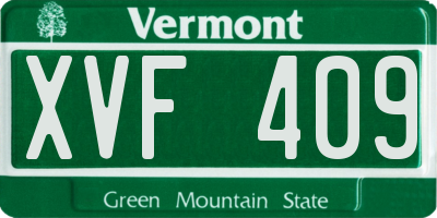 VT license plate XVF409
