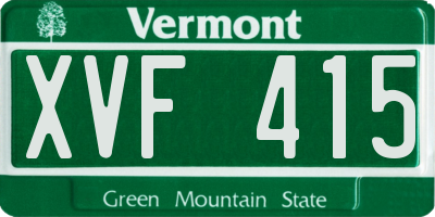 VT license plate XVF415