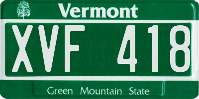 VT license plate XVF418