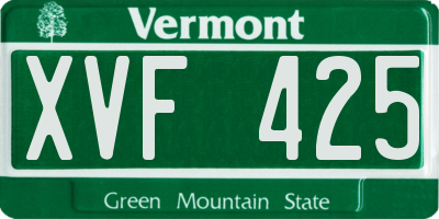VT license plate XVF425