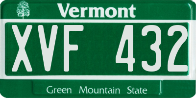 VT license plate XVF432