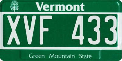 VT license plate XVF433