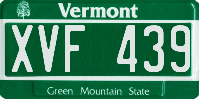 VT license plate XVF439