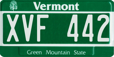 VT license plate XVF442