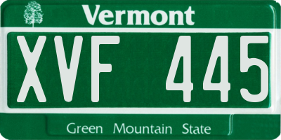 VT license plate XVF445