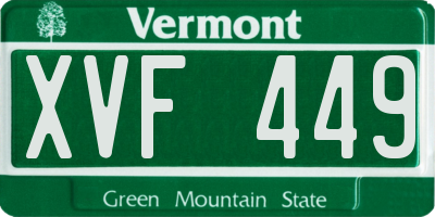 VT license plate XVF449
