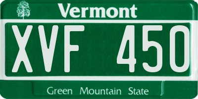VT license plate XVF450