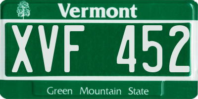 VT license plate XVF452