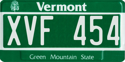 VT license plate XVF454