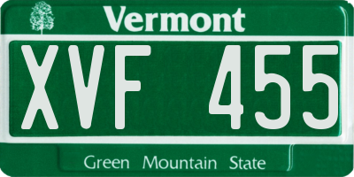 VT license plate XVF455