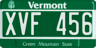 VT license plate XVF456