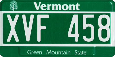 VT license plate XVF458