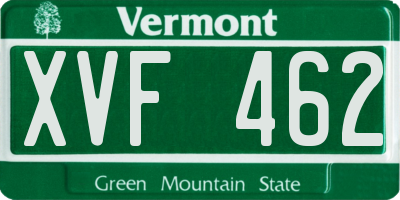 VT license plate XVF462