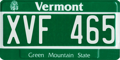 VT license plate XVF465