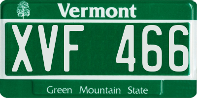VT license plate XVF466