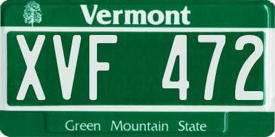 VT license plate XVF472