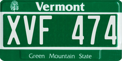 VT license plate XVF474