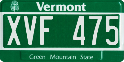 VT license plate XVF475