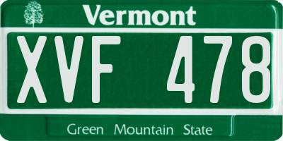 VT license plate XVF478