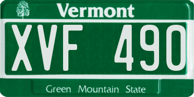 VT license plate XVF490