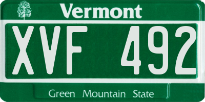VT license plate XVF492