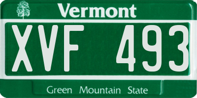 VT license plate XVF493