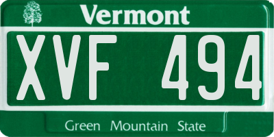 VT license plate XVF494