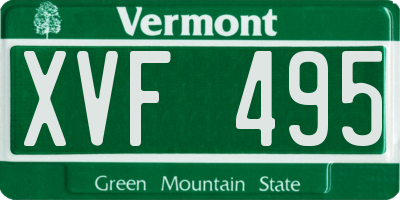 VT license plate XVF495