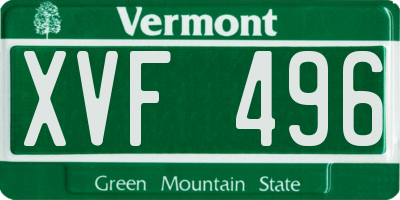 VT license plate XVF496