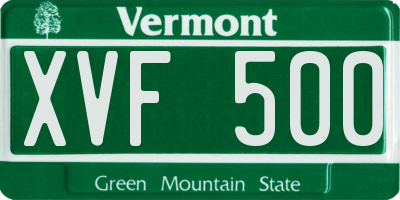 VT license plate XVF500